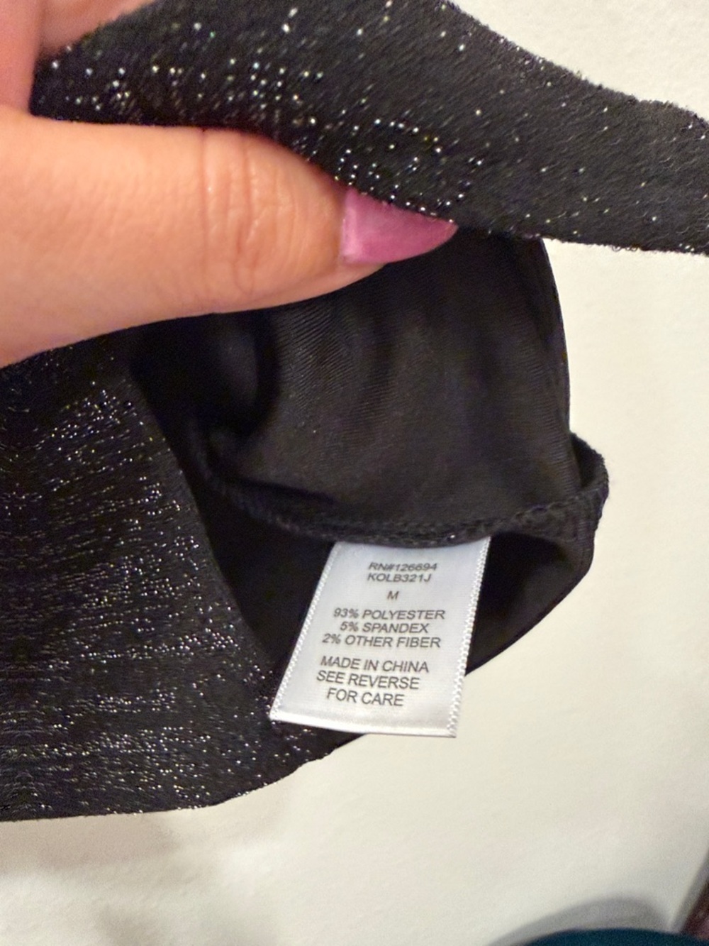 Black Glitter Mini Skirt with Subtle Front Slit - Picture 6 of 6